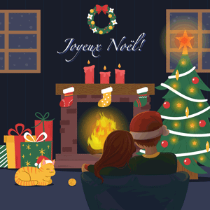 gif joyeux Noël cheminée